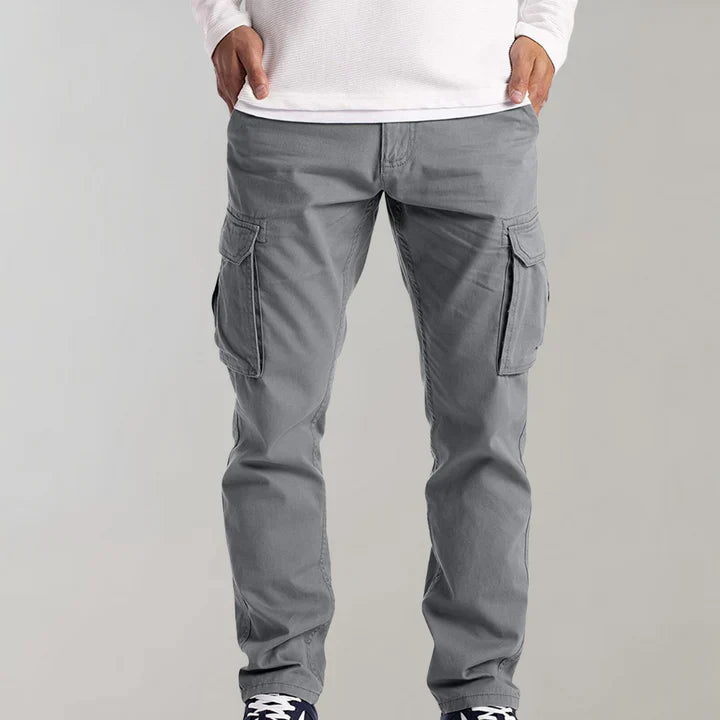 Men’s Straight Leg Cargo Pants - Cotton with Side Pockets