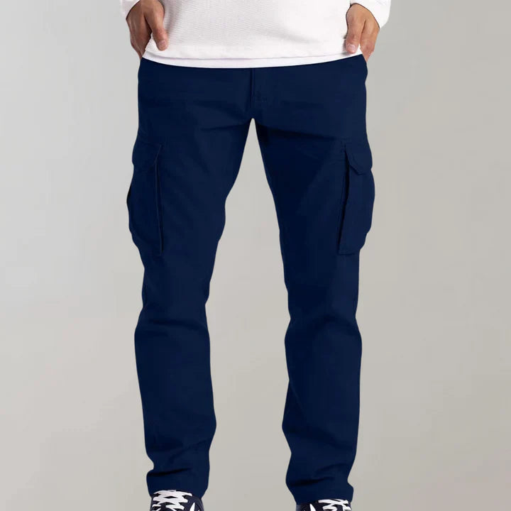 Men’s Straight Leg Cargo Pants - Cotton with Side Pockets