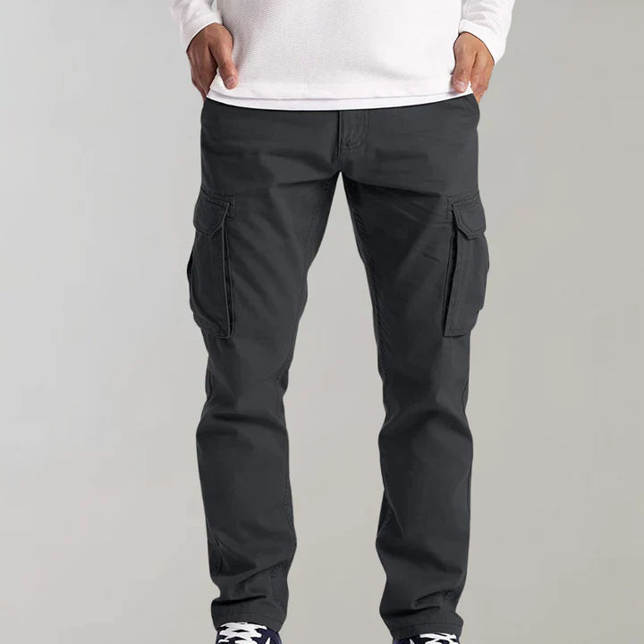 Men’s Straight Leg Cargo Pants - Cotton with Side Pockets