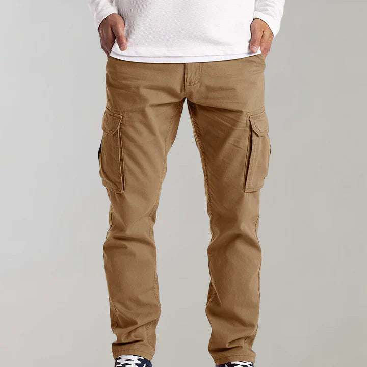 Men’s Straight Leg Cargo Pants - Cotton with Side Pockets