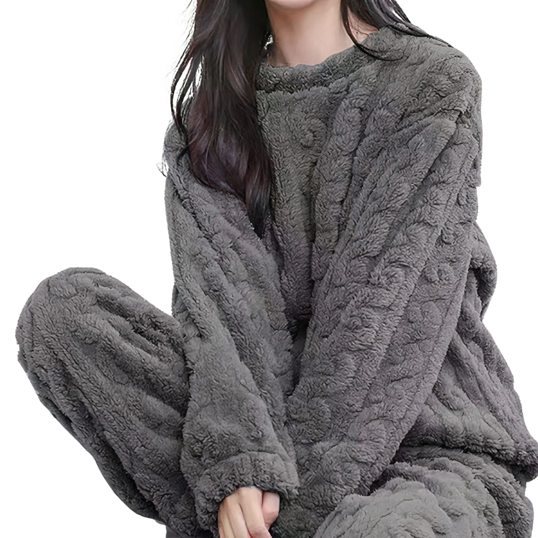 Women’s Warm Fleece Pajama Set – Cozy Lounge Wear