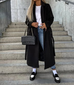 Luna | Women’s Cute Belted Double Breasted Overcoat - Oversized Fit