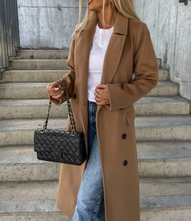 Luna | Women’s Cute Belted Double Breasted Overcoat - Oversized Fit