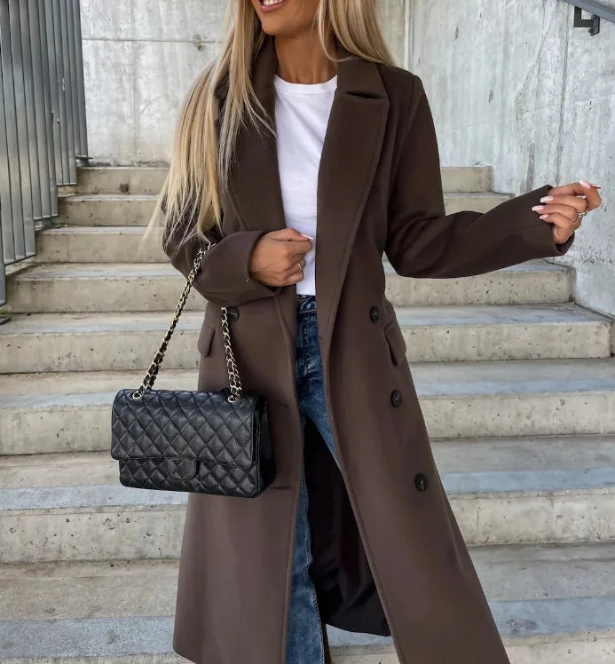 Luna | Women’s Cute Belted Double Breasted Overcoat - Oversized Fit