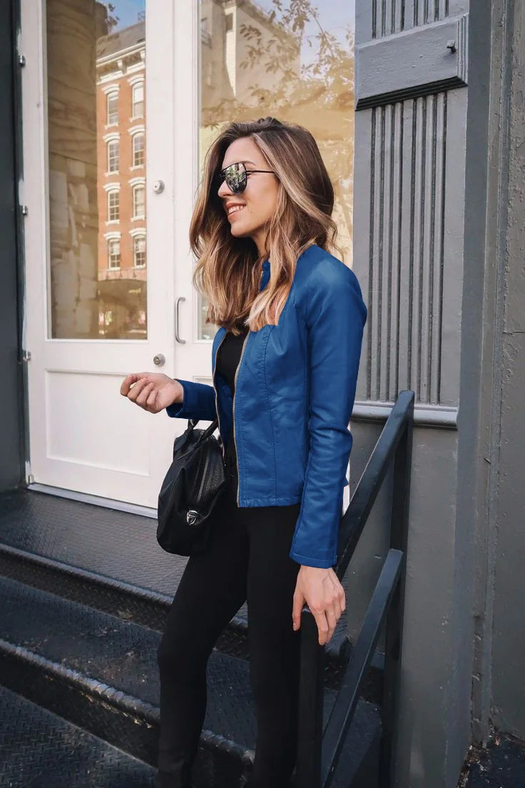 Jess | Women's biker Leather Jacket with Zip