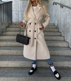Luna | Women’s Cute Belted Double Breasted Overcoat - Oversized Fit