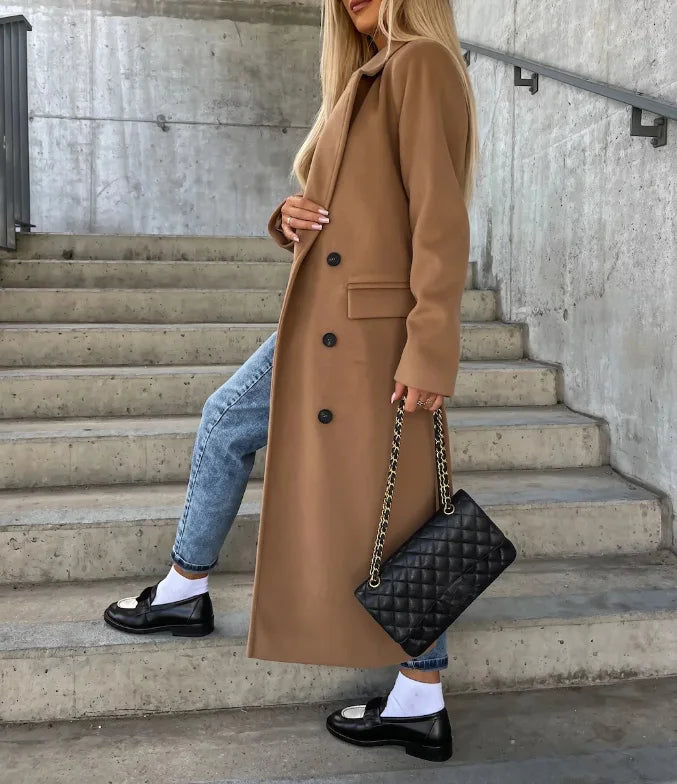 Luna | Women’s Cute Belted Double Breasted Overcoat - Oversized Fit