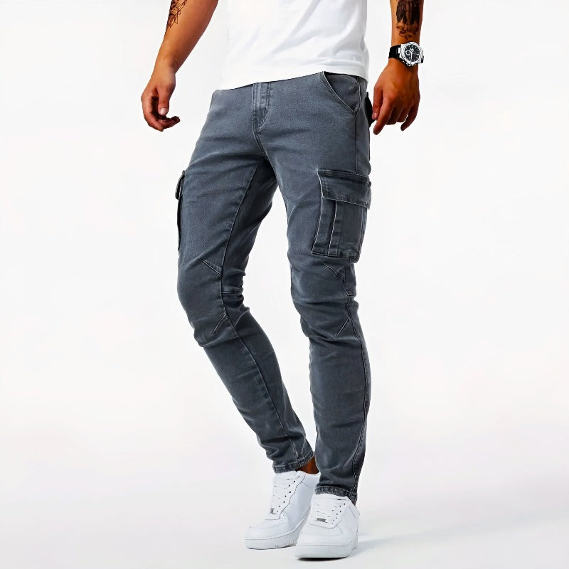 Men’s Skinny Fit Cargo Pants – Tapered Leg with Side Pockets
