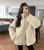 Women’s Sherpa Zip-Up Coat Plush Comfortable Modern Outerwear
