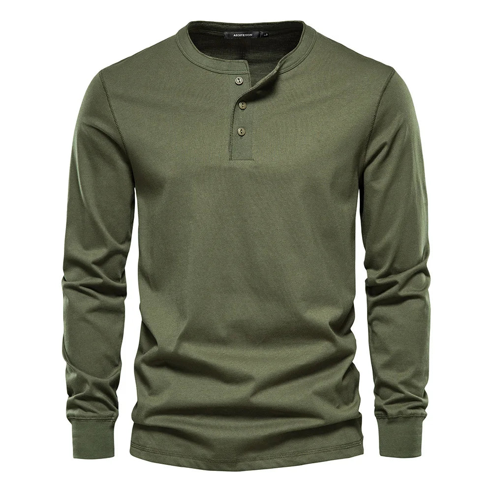 Men’s Long Sleeve Henley Shirt | Classic Casual Everyday Top