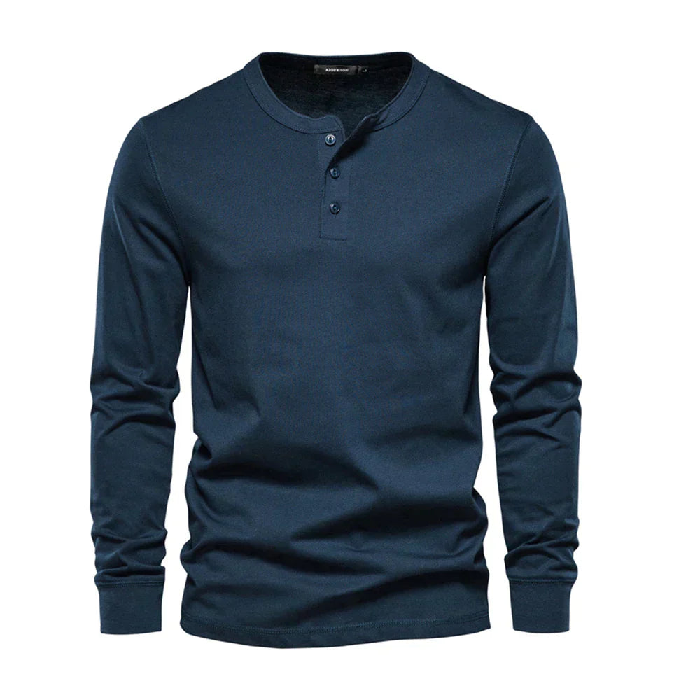 Men’s Long Sleeve Henley Shirt | Classic Casual Everyday Top