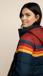 Women’s Waterproof Colorblock Puffer Jacket – Hooded Insulated Winter Coat