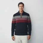 Men’s Striped Quarter-Zip Jumper with Stand Collar – Stylish Knitwear