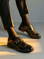 Joseph Men’s Monk Strap Wingtip Dress Shoes with Buckle Closure