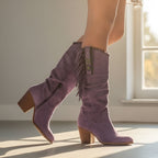 Women’s Knee High Cowboy Boots – Western Fringe Boots with Block Heel