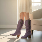 Women’s Knee High Cowboy Boots – Western Fringe Boots with Block Heel