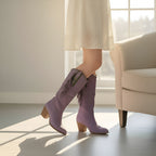 Women’s Knee High Cowboy Boots – Western Fringe Boots with Block Heel