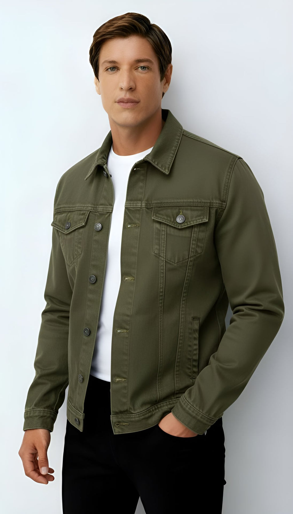 Men's Trucker Jacket - Classic Button-Front Denim Style with Chest Pockets for Casual & Smart-Casual Wear