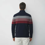 Men’s Striped Quarter-Zip Jumper with Stand Collar – Stylish Knitwear