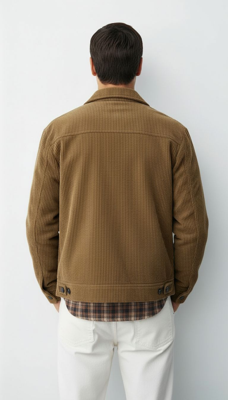 Men’s Button-Front Jacket with Shirt Collar and Chest Pockets – Casual Lightweight Overshirt