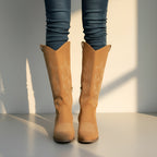 Women’s Knee High Cowboy Boots – Embroidered Western Boots with Thick Heel