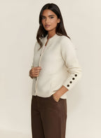 Women's Knitted Cardigan – Long Sleeve Wool Blend with Side Pockets