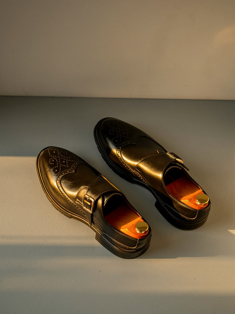 Joseph Men’s Monk Strap Wingtip Dress Shoes with Buckle Closure