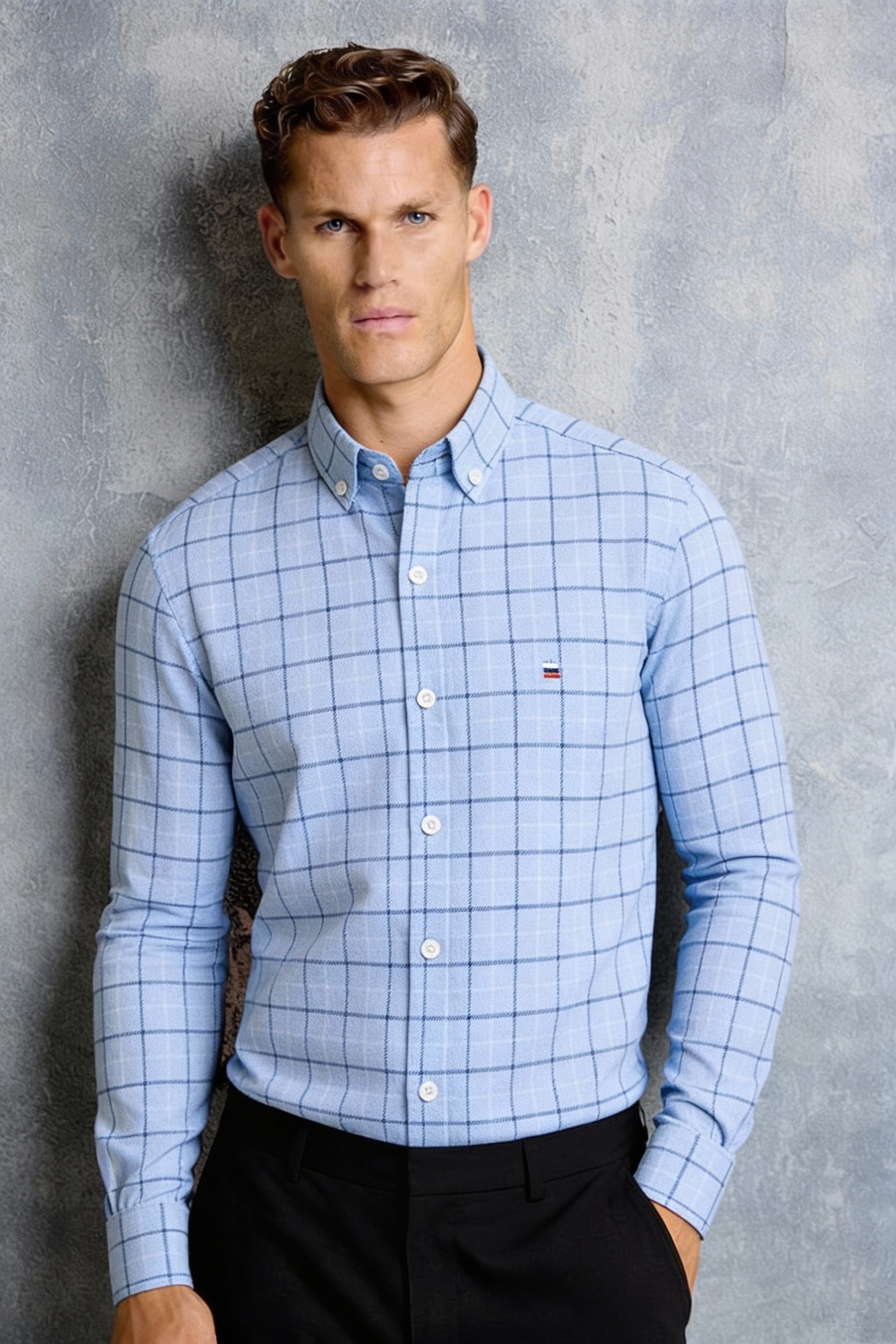 Men’s Checkered Button-Down Shirt, Long Sleeve – Versatile Everyday Wear