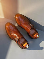 Joseph Men’s Monk Strap Wingtip Dress Shoes with Buckle Closure