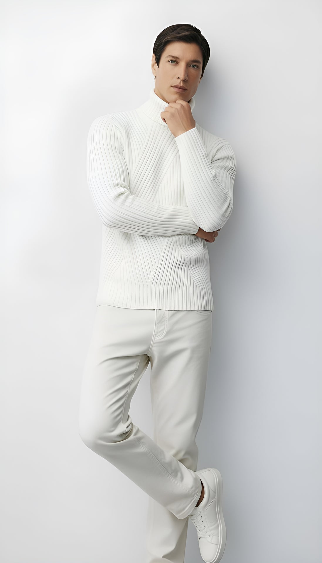 Men's Ribbed Knit Slim Fit Turtleneck Sweater - Wool Blend Pullover for Smart-Casual & Winter Wear