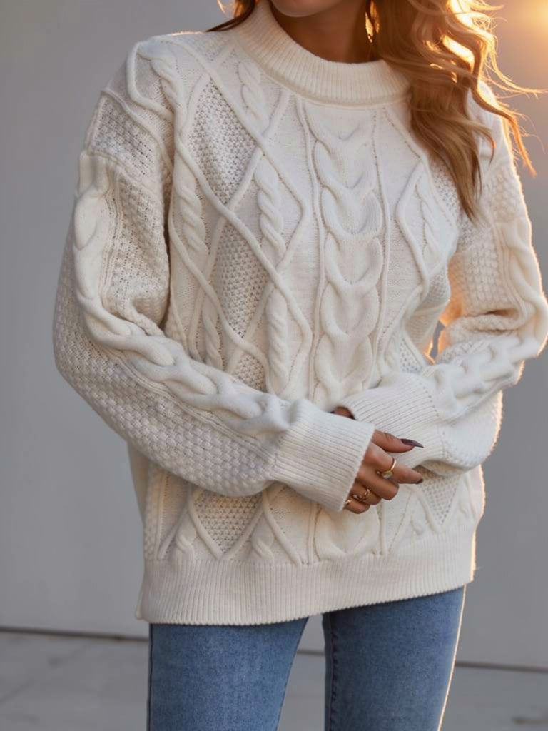 Dorothy Women’s Oversized Cable Knit Jumper with Crew Neck