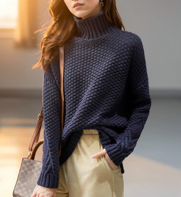 Joanna Women’s Cable Knit Turtleneck Jumper with Relaxed Fit