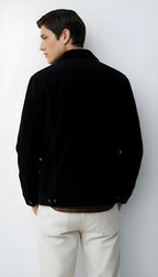 Men’s Button-Front Jacket with Shirt Collar and Chest Pockets – Casual Lightweight Overshirt