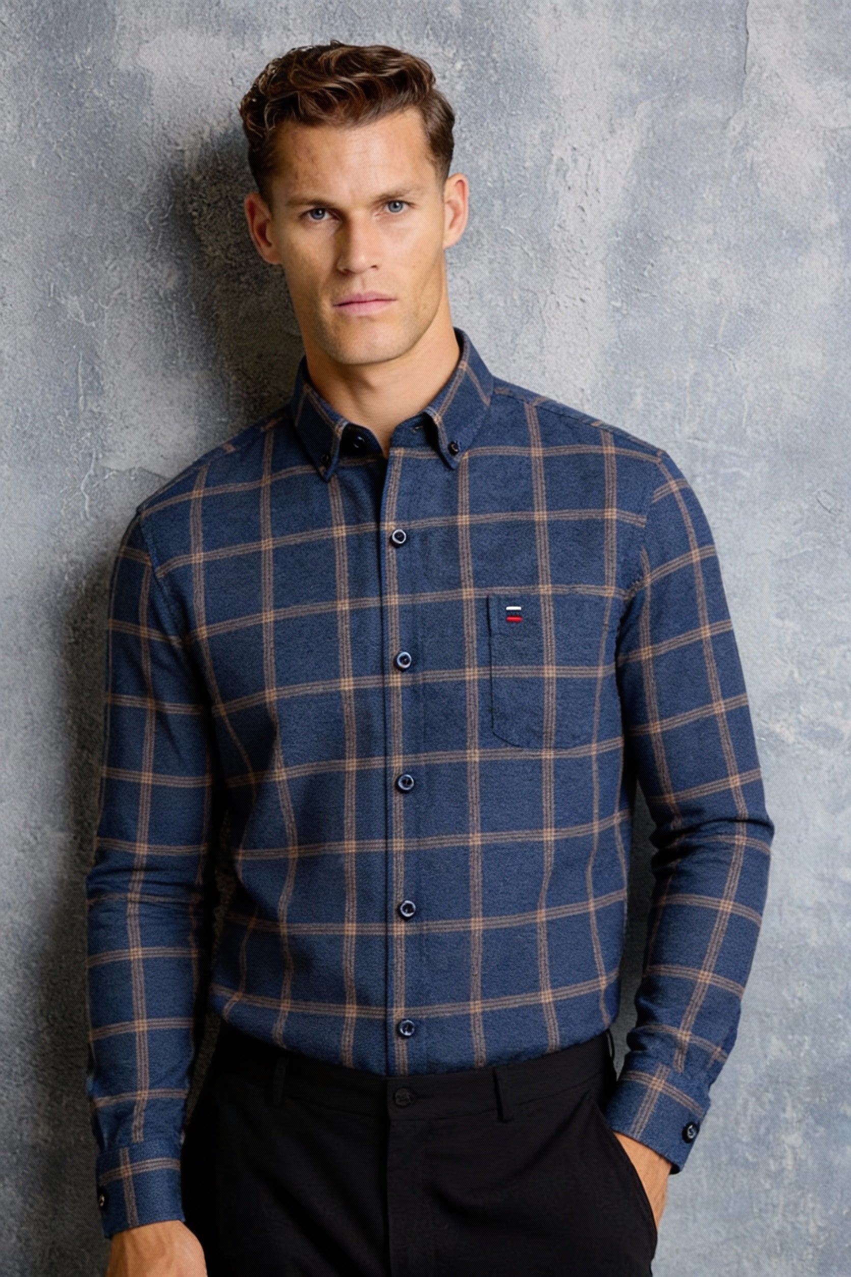 Men’s Checkered Button-Down Shirt, Long Sleeve – Versatile Everyday Wear
