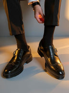 Joseph Men’s Monk Strap Wingtip Dress Shoes with Buckle Closure