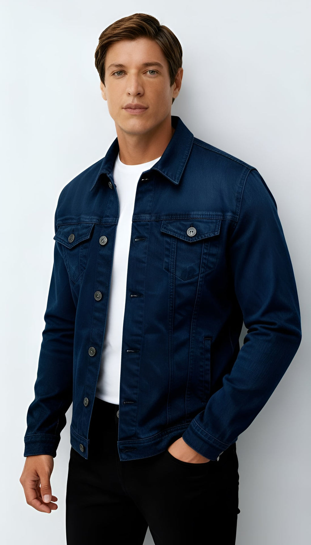 Men's Trucker Jacket - Classic Button-Front Denim Style with Chest Pockets for Casual & Smart-Casual Wear