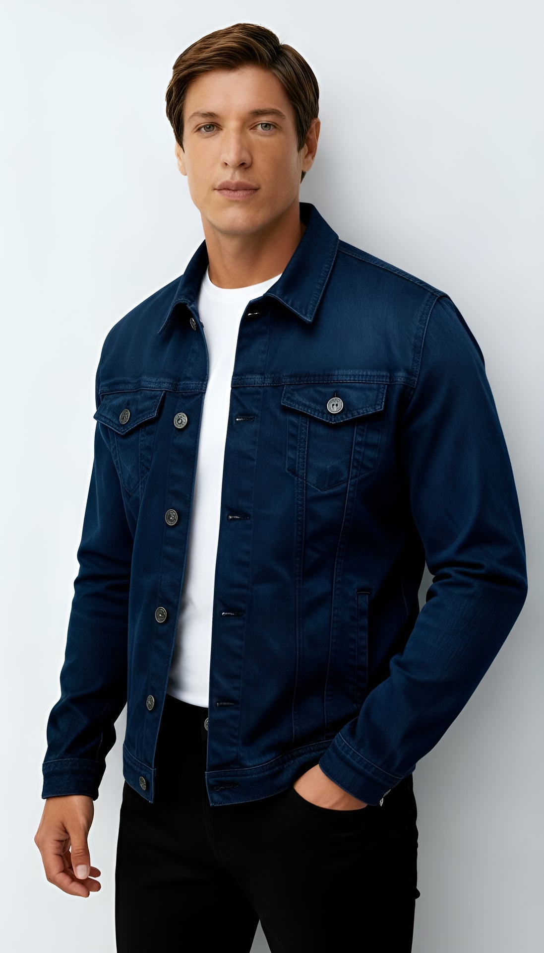 Men's Trucker Jacket - Classic Button-Front Denim Style with Chest Pockets for Casual & Smart-Casual Wear