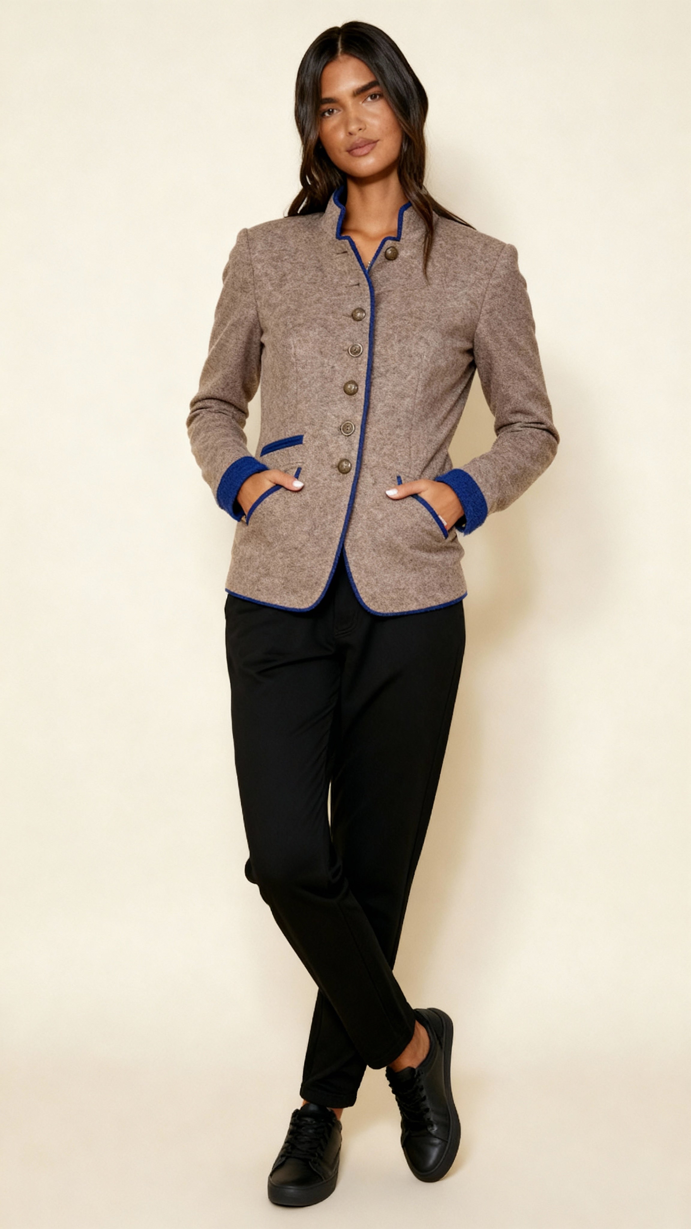 Women’s Vintage High-Collar Winter Jacket – Tailored Button Front Coat