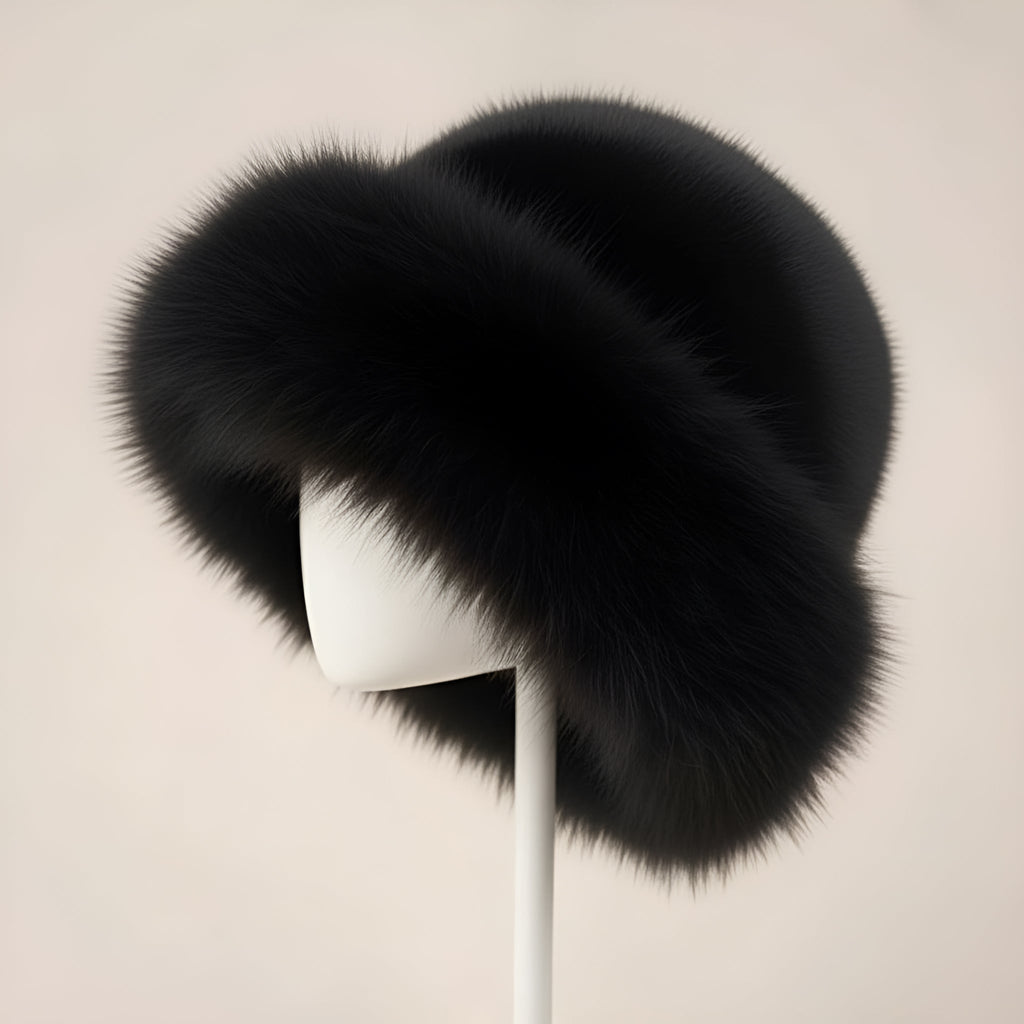 Women’s Plush Faux Fur Winter Hat - Cossack Style Hat with Wide Rounded Trim