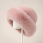 Women’s Plush Faux Fur Winter Hat - Cossack Style Hat with Wide Rounded Trim