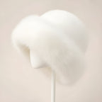Women’s Plush Faux Fur Winter Hat - Cossack Style Hat with Wide Rounded Trim