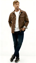 Men's Trucker Shacket – Waxed Cotton Casual Overshirt Jacket for Everyday & Outdoor Wear