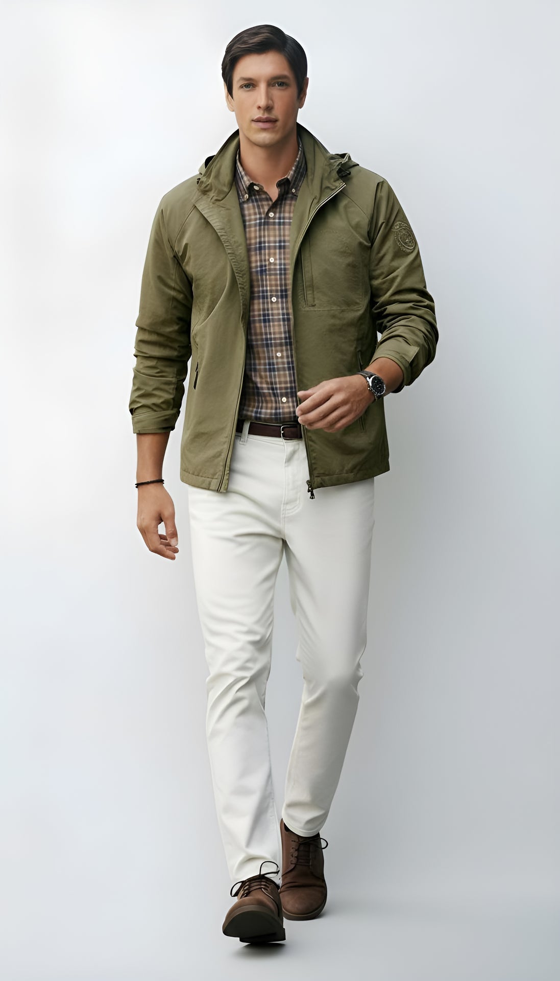 Men's Lightweight Hooded Jacket - Zip-Up Windbreaker for Casual & Outdoor Wear