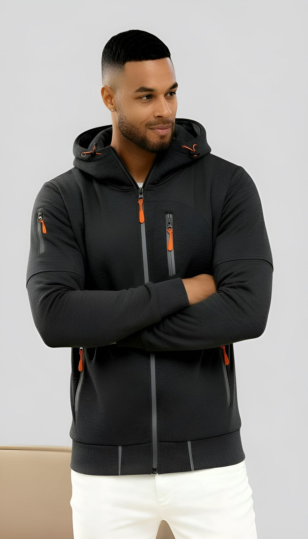 Men's Casual Hooded Jacket – Lightweight Zip-Up Windbreaker for Spring & Fall Outdoor Wear