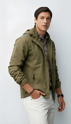 Men's Lightweight Hooded Jacket - Zip-Up Windbreaker for Casual & Outdoor Wear