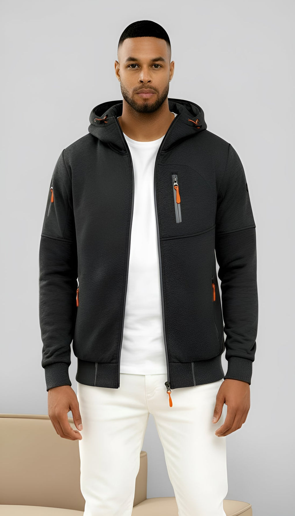 Men's Casual Hooded Jacket – Lightweight Zip-Up Windbreaker for Spring & Fall Outdoor Wear