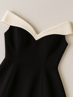 Bethany | Timeless Off-Shoulder Contrast Minidress - Wedding or Ball Dress, Fit & Flare Skirt
