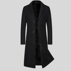 Men’s Formal Long Overcoat  - Structured Winter Coat with Button Front Design