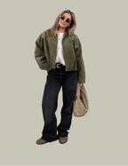 Women’s Short Faux Suede Jacket Oversized Relaxed Fit Stylish Layer