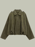 Women’s Short Faux Suede Jacket Oversized Relaxed Fit Stylish Layer